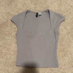 H&M Light Gray Square Neck Cap Sleeve Tank Top